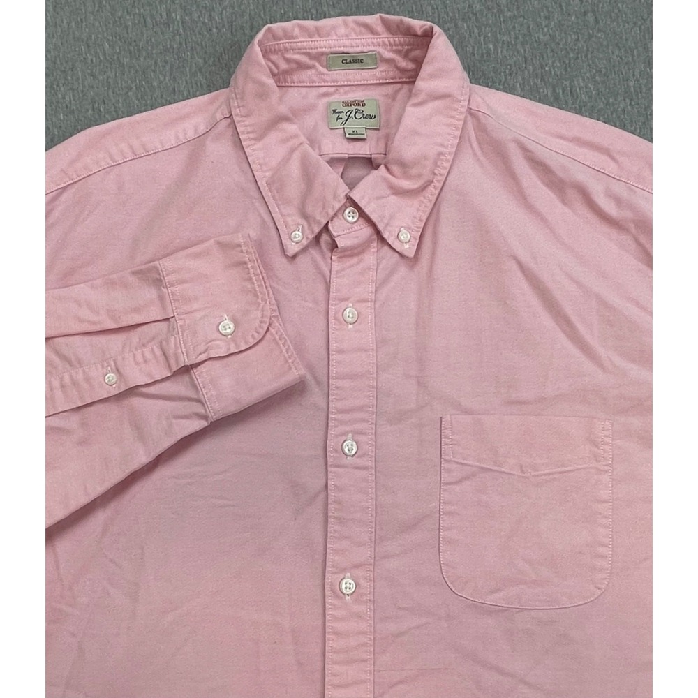 J‎ Crew Shirt Mens XL Pink 100% Cotton Classic Oxford OCBD Pinpoint Collar